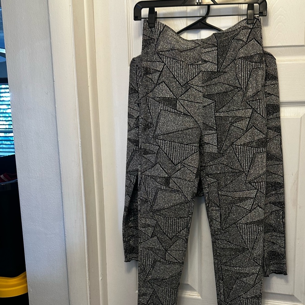 Geometric Patterned Gray Women's Pants - image 1